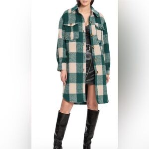 Avec Les Filles Emerald Oversized Plaid Shacket
